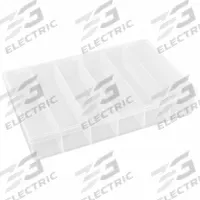 FLAMBEAU Compartment Box: 8 3/4 in x 13 in x 2 3/8 in, Clear, Not Electrostatic Discharge Conductive (MPN T806). Key specifications — ESD Conductive: Not Electrostatic Discharge Conductive; Color: Clear; Compartment WxD: (6) 2-1/16 in x 8-1/2 in; Brand: FLAMBEAU; Material: Plastic.
