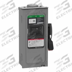 SCHNEIDER Safety Switch: Fusible, 30 A, Three Phase, 600V AC/DC, Galvanized Steel, Indoor/Outdoor (MPN VH361RB). Key specifications — Brand: SCHNEIDER.