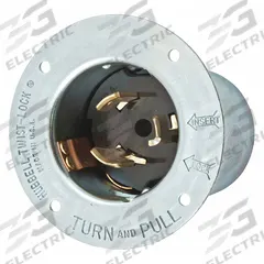 HUBBELL Locking Inlet: Non-NEMA, Silver, 480V AC, 50 A, 2 Pole, 3 Blade (MPN CS8475). Key specifications — Voltage Rating: 480V AC; Brand: HUBBELL.