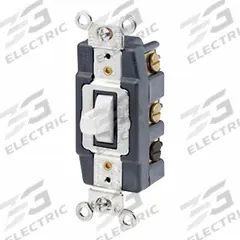 LEVITON Wall Switch: Toggle Switch, Double Pole/Double Throw, Maintained, White, 120/277V AC, 20 A (MPN 1286-W). Key specifications — Illuminated: No; Voltage Rating: 120/277V AC.