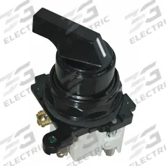 EATON Selector Switch: 30 mm Panel Mounting Size, 2 Positions, Short Lever, 1NO/1NC, Metallic (MPN E34VFBL1-1X). Key specifications — AC Contact Rating: 10 A @ 600 V; Action: Maintained/Maintained; Cam: 1; DC Contact Rating: 5 A @ 250 V; Hazardous Location Specification: Not Rated; Operator Head Material: Polymer; Operator Head Type: Short-Handled Knob; Operator Illumination: Non-Illuminated.