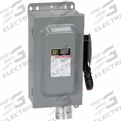 SQUARE D Safety Switch: Fusible, 60 A, Three Phase, 600V AC, Galvanized Steel, Indoor (MPN H362AWH). Key specifications — Brand: SQUARE D; Compatible Plug Series: Hubbellock.