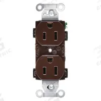 HUBBELL Receptacle: Duplex, 5-15, Brown, 125V AC, 15 A, 2 Pole / 3 Wire (MPN BR15)
