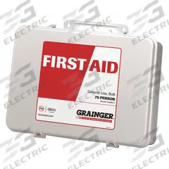FIRST AID ONLY First Aid Kit and Housing: Gen Purpose, 75 People Served, 200 Components, Plastic (MPN 59082). Key specifications — Adhesive Bandages Included: (100) Bandages; Application: General Purpose; Brand: FIRST AID ONLY; Housing Color: White; Housing Material: Plastic; Includes Oral or Inhalant Medication: Medication Included; Mountable: Portable; Oral and Inhalant Medicinals Included: (5) Ammonia Inhalants.