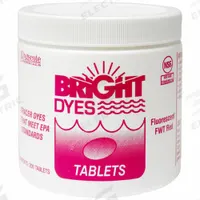 BRIGHT DYES Dye Tracer Tablet: Red, Water Tracing Dye, 604 gal (Light Visual)/60 gal (Strong Visual) (MPN 101103). Key specifications — Brand: BRIGHT DYES; Dissolution Time: 3 to 6 min; Color: Red; Dye Type: Water Tracing Dye; Coverage: 60 gal (Strong Visual), 604 gal (Light Visual); Detectability: 100 ppb.