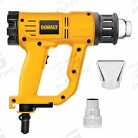 DEWALT Heat Gun Kit: Pistol-Grip, Surface Temp Control, 120V AC, Two-Prong, 13 A Current (MPN D26950). Key specifications — attr1324916: (1) Bare Tool, (2) Nozzles; attr1257106: Two-Prong; attr1257126: No; attr1257132: DEWALT; attr1257155: 115V AC.