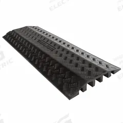 Cable Protector: 3 Channels, 1 3/8 in Max Cable Dia, 14 1/8 in Wd, 1 7/8 in Ht, 39 3/4 in Lg (MPN DH-CR-6). Key specifications — Brand: GUARDIAN FLOOR PROTECTION; Color: Black; Connection Style: T-Shaped; Material: Rubber; Load Capacity: 4,000 lb/Axle.
