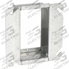 RACO Plaster Ring: Raised, 1 1/2 in Raised Ht, Steel, 4 in Overall Lg, 4 in Overall Wd (MPN 785). Key specifications — Brand: RACO; Material: Steel; Cover Design: Raised.
