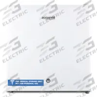ACCUCOLD Freezer: Tabletop, 1.4 cu ft, -20°C to -10°C, Manual Defrost Method, 17 5/8 in Overall Dp (MPN FS24L). Key specifications — Defrost Method: Manual; Brand: ACCUCOLD; Door Hinge: Right.