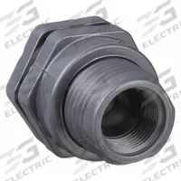 HAYWARD Bulkhead Tank Fitting: PVC Body, 3/4 in Female Socket Inside, FKM Gasket, 3/4 in Flange Dia (MPN BFAS1007CFS). Key specifications — Fitting Material: PVC; Brand: HAYWARD.