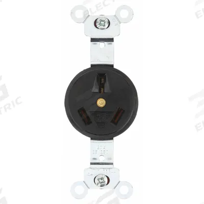 BRYANT Receptacle: Single, 10-20, Black, 125/250V AC, 20 A, 3 Pole / 3 Wire (MPN 9326) - General Purpose Receptacles