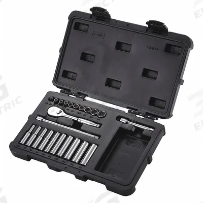 WESTWARD Socket Wrench Set: 1/4 in Drive, 23 Piece, 12-Point, SAE - SAE Socket Sets with Drive Tools