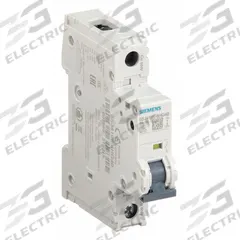 SIEMENS IEC Miniature Circuit Breaker: 6 A Amps, 60V DC, 14kA at 240V AC, Screw Clamp, 5SJ4, 240V AC (MPN 5SJ41066HG40). Key specifications — Brand: SIEMENS; DC Voltage Rating: 60V DC; Max. AIR Rating: 14kA at 240V AC; Terminal Connection: Screw Clamp; AC Voltage Rating: 240V AC.