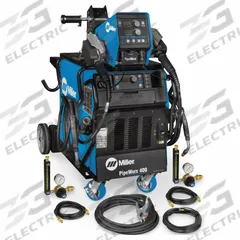MILLER ELECTRIC Multiprocess Welding Package: PipeWorx 400, AC, Power Source w/Running Gear (MPN 951000094). Key specifications — Maximum Amperage (Stick): 400 A; Maximum Amperage (TIG): 350 A; Input Voltage (Nominal) (Merch - Table Column, Filters): 460V.