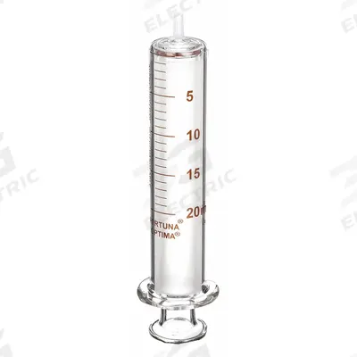 FORTUNA Reusable Glass Syringe: 20 mL Capacity - mL, Luer Slip, Borosilicate Glass - Luer Slip Syringes