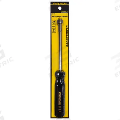 EAZYPOWER Screwdriver: Triple Groove Series, Steel, #8-12 Tip Size, 5 in Shank Lg - Triple-Groove Screwdrivers