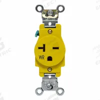 LEVITON Straight Blade Receptacle: Single, 6-20, Yellow, 125V AC, 20 A, 2 Pole / 3 Wire (MPN W5461-Y)