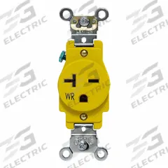 LEVITON Straight Blade Receptacle: Single, 6-20, Yellow, 125V AC, 20 A, 2 Pole / 3 Wire (MPN W5461-Y)