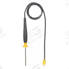 FLUKE Penetration Temperature Probe: -40°F to 662°F /-40°C to 260°C, ±2.2°C/±3.96°F, 4 in Probe Lg (MPN 80PK-25). Key specifications — Brand: FLUKE; Accuracy: ±3.96 °F; Handle Type: Straight.