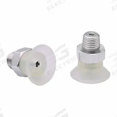 SCHMALZ Vacuum Pad Assembly: Flat, 1/8 in NPT Vacuum Port, 33.3 mm Pad Dia, Clear, 17.7 mm Pad Ht (MPN 10.01.01.15045). Key specifications — attr1019136: 10.01.01.15045; attr1019138: SCHMALZ; attr1019139: 55 A.