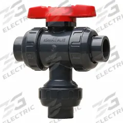 ASAHI Manual Three-Way Ball Valve: 1 1/2 in, PVC, Socket x Socket x Socket, Full Port Ball Port, Tee (MPN 2510015). Key specifications — Brand: ASAHI; Inlet Connection Entry: Bottom; Handle: Tee.