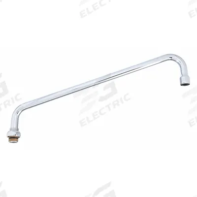 T&S BRASS Spout: Spout, Double-Bend, Swivel Spout, Brass, Chrome, 26.3 gpm Flow Rate - Double-Bend Faucet Spouts