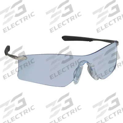 MCR SAFETY Safety Glasses: Light Blue Lens, Frameless, Anti-Fog, Black/Silver Frame - Padded Comfort-Fit Safety Glasses
