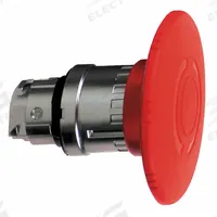 SCHNEIDER Emergency Stop Push Button: Red, 22 mm Mounting Size, Metallic, Maintained (MPN ZB4BS864). Key specifications — Brand: SCHNEIDER; Action: Maintained; Series: XB4; Push Button Material Type: Metallic.