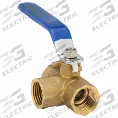 APPROVED VENDOR Manual Three-Way Ball Valve: 1/2 in, Brass, L Flow, FNPT x FNPT x FNPT, Two-Piece (MPN 1PZA1). Key specifications — Brand: APPROVED VENDOR; Handle: Lever.