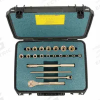 AMPCO Socket Wrench Set: Non-Magnetic/Non-Sparking, 1/2 in Drive Size, 21 Pieces, (17) 6-Point (MPN W-260). Key specifications — attr1204505: AMPCO; attr1204509: (17) 6-Point; attr1204515: Non-Sparking; attr1206531: 5/16 in to 1-1/4 in; attr1206532: 10 in Pear Head Ratchet; attr1227478: 1/2 in.