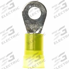 3M Ring Terminal: Yellow, Nylon Insulation, 5/16 in Stud Size, 4 AWG to 4 AWG Wire Sizes, 1,000 V (MPN MN4-516RK). Key specifications — attr1308027: 3M.