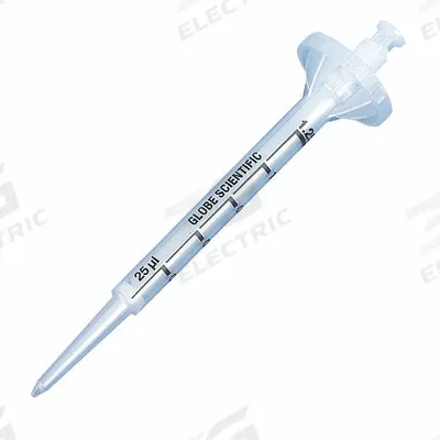 GLOBE SCIENTIFIC Dispenser Syringe Tip: Sterile, 125 ul Capacity, Bulk Bag, No Filter, Clear - Sterile Pipette Tips