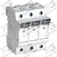 BUSSMANN Fuse Block: Finger-Safe, 3 Pole, 600 V AC, DIN Rail Mounting, Box Lug Termination (MPN CHCC3DIU). Key specifications — Brand: BUSSMANN.