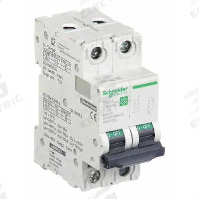 SCHNEIDER Supplementary Protector: 2 A Amps, 500V DC, 5kA at 250V DC, Screw Clamp - DC-Only Rated, 2-Pole UL1077 DIN Rail-Mount Supplementary Protectors