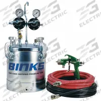 BINKS Paint Tank: Steel, 2.8 gal Capacity, 2.8 gal Compatible Container Size, Paint Pressure Pot (MPN 98-3146). Key specifications — Brand: BINKS; Material: Steel; Includes: Spray Gun.