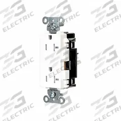HUBBELL Receptacle: Decorator Duplex, 5-20, White, 125V AC, 20 A, 2 Pole / 3 Wire (MPN HBL2162STWTR)