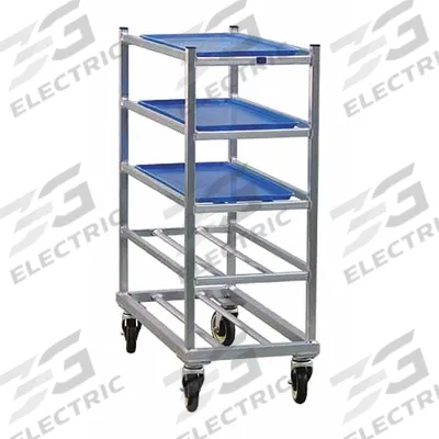 NEW AGE Universal Platter Rack: 5 Shelves, 42 in Overall Ht, 32 1/2 in Overall Lg - Open Aluminum Carts