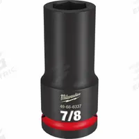 MILWAUKEE Deep Impact Socket: 3/4 in Drive Size, SAE, 7/8 in Socket Size, 6-Point, Deep, Friction (MPN 49-66-6337). Key specifications — attr1215501: MILWAUKEE; attr1215515: Black Phosphate; attr1215518: 7/8 in.
