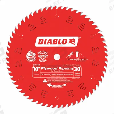 DIABLO Circular Saw Blade: 10 in Blade Dia., 30 Teeth, 0.1 in Cut Wd, 5/8 in Arbor Size - Wood-Cutting Blades