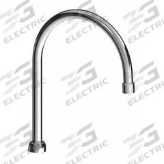 CHICAGO FAUCETS Spout: Spout, Gooseneck, Swivel Spout, Brass, Polished Chrome, 1.5 gpm Flow Rate (MPN GN8BFCJKABCP). Key specifications — Includes: Mounting Hardware; Product Type: Spout; Spout Style: Swivel; Body Material: Brass; Color/Finish: Polished Chrome; Brand: CHICAGO FAUCETS.