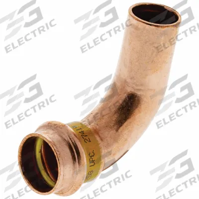 NIBCO Crimp Elbow Fitting: 90° Elbow, 3/4 in CTS x 3/4 in CTS x 3/4 in Pipe size - Gas Copper & Bronze Press Tube Fittings