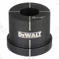 DEWALT Knockout Die: 10 ga Sheet Metal Capacity (Steel), 3/4 in Nominal Size, Round, DCE600034D. Key specifications — attr63418: DCE600034D; attr63421: DEWALT; attr63425: No; attr63427: Hydraulic Knockout Tool; attr63430: Steel.