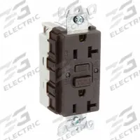 HUBBELL GFCI Receptacle: Decorator Duplex, 5-20, Brown, GFCI, 125V AC, 20 A, 2 Pole / 3 Wire (MPN SNAPGF20)