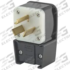 LEVITON Straight Blade Plug: 10-30P, 125/250V AC, 30 A, 3 Pole, 3 Blade, Black (MPN 9332-P)