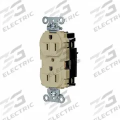 HUBBELL Receptacle: Duplex, 5-15, Ivory, 125V AC, 15 A, 2 Pole / 3 Wire (MPN 5262STI)