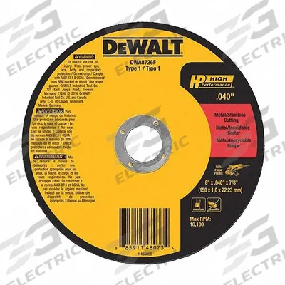 DEWALT Abrasive Cut-Off Wheel: Type 1, 6" x 0.04" x 7/8", Aluminum Oxide, 60 Grit - General Purpose Cut-Off Wheels for Carbon & Stainless Steel