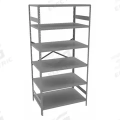 TENNSCO Metal Shelving: Standalone, Light-Duty, 36 in x 24 in, 72 in Overall Ht, 6 Shelves (MPN ESP-6-2436). Key specifications — Frame Material: Steel; Shelving Material: Steel; Assembled: Unassembled; Color: Medium Gray; Brand: TENNSCO.