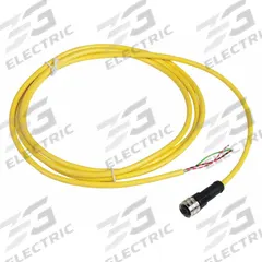 Cordset: 1/2"-20 Female Straight x Bare Wire, 3 Pins, Yellow, PVC, 2 m Cable Lg, 4 A Max Current (A) (MPN XZCPV1865L2). Key specifications — Brand: TELEMECANIQUE SENSORS; Cable Jacket Color: Yellow; IP Rating: IP67; Wire Size: 18 AWG.