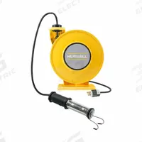 HUBBELL WIRING DEVICE-KELLEMS Extension Cord Reel: Ratchet Lock, 35 ft Cord Lg, 16 AWG, SJO, 5-15P (MPN HBLI35163LEDY). Key specifications — Feeder Cord Ending NEMA Configuration: 5-15P; Brand: HUBBELL WIRING DEVICE-KELLEMS.