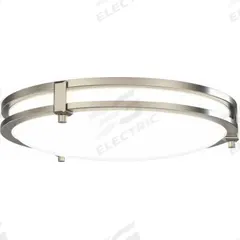 LED Flush Mount: 13 in Dia, Brushed Nickel, 2 1/2 in Ht, 1,100 lm_1,200 lm_1,300 lm, 25 W, 120V AC (MPN FMSATL 13IN RD SWW5 90CRI 120 BN M4). Key specifications — Voltage: 120V AC; Brand: JUNO; Color Temperature: 3500K; Housing Finish/Color (Broad): Brushed Nickel.